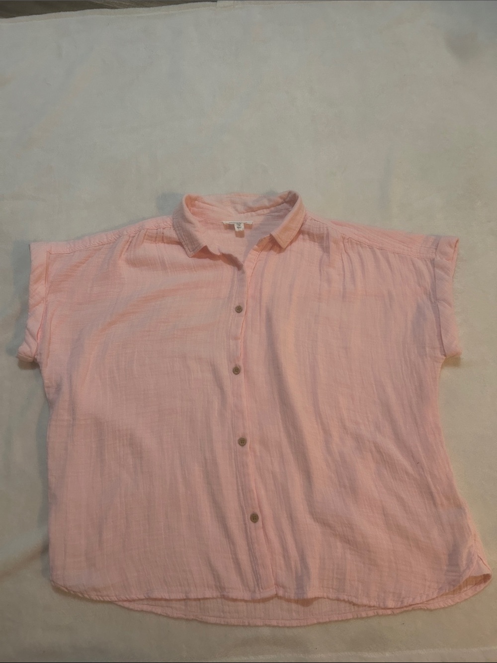 beachlunchlounge Women’s Shirt 100% Cotton Pink Short-Sleeve Button Down XL